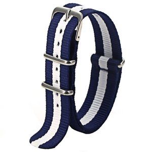NEW - 20mm Navy Blue & White Nato Watch Strap